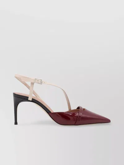 Malone Souliers Glossy Pointed Stiletto Two-tone Pumps In Red