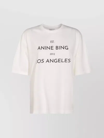 Anine Bing Graphic Crew Neck Top In White