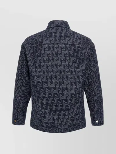 Fendi Giubbino In Denim Ricamato Uomo In Blue