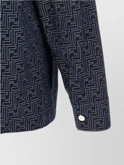 Fendi Giubbino In Denim Ricamato Uomo In Blue