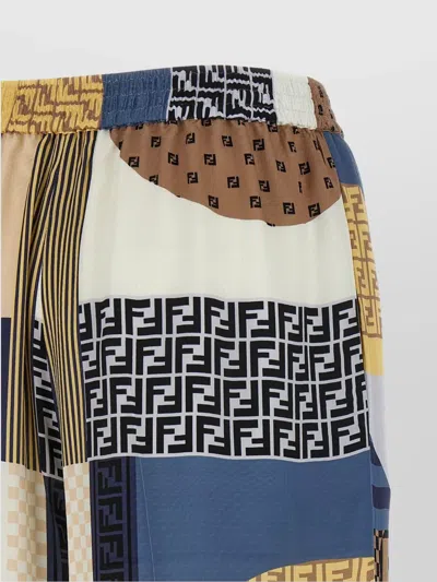 Fendi Patchwork Print Silk Flowing Pyjama Trousers In Multi
