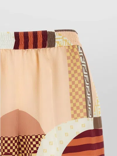 Fendi Vibrant Patchwork Silk Shorts With Relaxed Fit