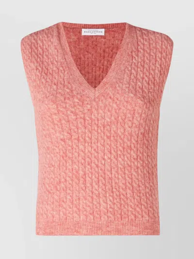 Ballantyne Knitwear V Neckline Sleeveless Ribbed Hem In 11106