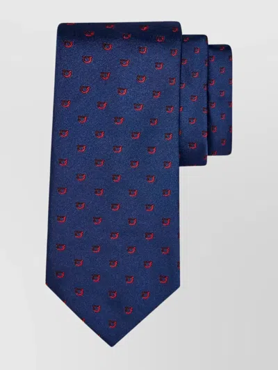 Ferragamo Two-tone Gancini Jacquard Alaska Silk Tie In Blue