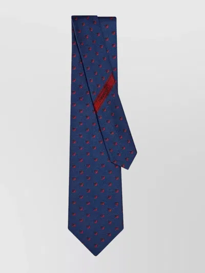 Ferragamo Two-tone Gancini Jacquard Alaska Silk Tie In Blue