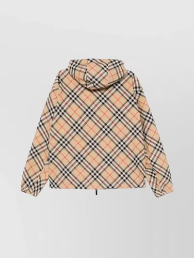 Burberry Traditional Check Nylon Jacket With Ekd Detail In Burgundy