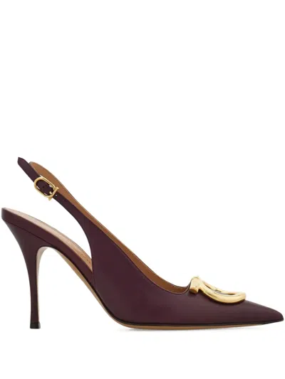 Ferragamo Women Sara 95 Leather Slingback Pumps In Animal Print