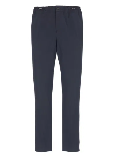 Pt Torino Wool Trousers With Drawstring And Elastic Waistband In Blue