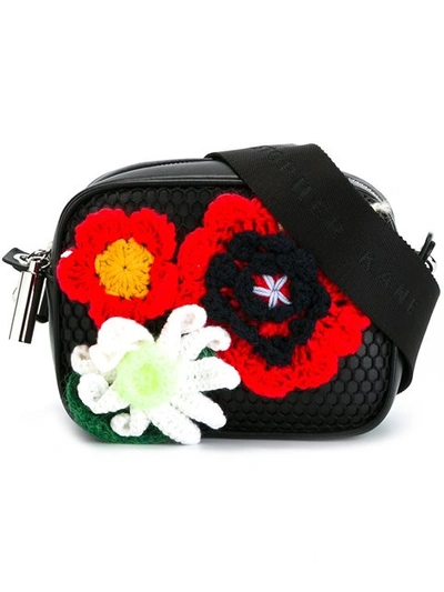 Christopher Kane Box Crochet-embellished Leather Crossbody Bag In Black