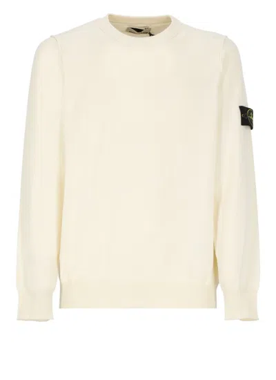 Stone Island Wool Blend Sweatshirt With Iconic Logo Patch And Timeless Design