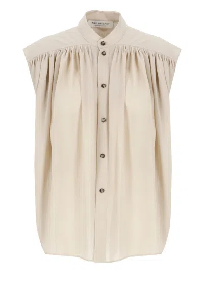 Philosophy Di Lorenzo Serafini Cappuccino Polyester Blend Shirt In Neutral