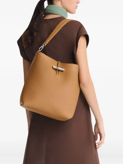 Longchamp M Le Roseau In Walnut Colour Hobo Bag In Brown