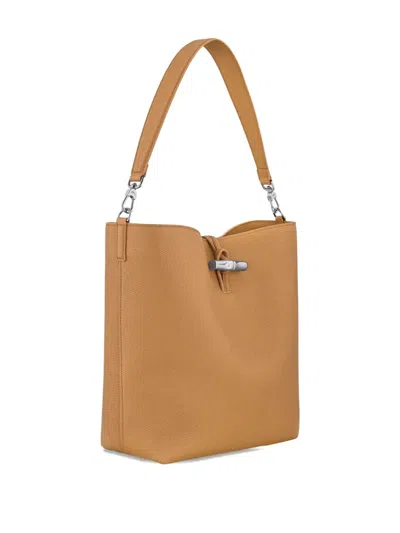Longchamp M Le Roseau In Walnut Colour Hobo Bag In Brown