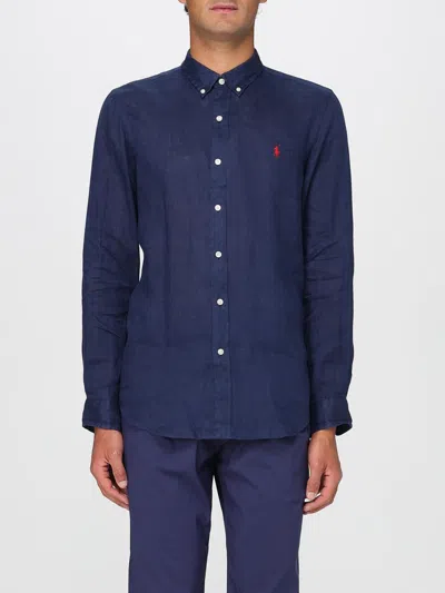 Polo Ralph Lauren Mens Navy Long-sleeved Garment-dyed Custom-fit Cotton Oxford Shirt Xl