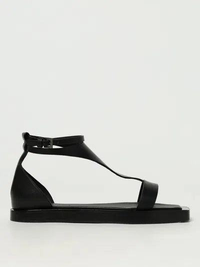Max Mara Square Toe Flat Sandals In Black