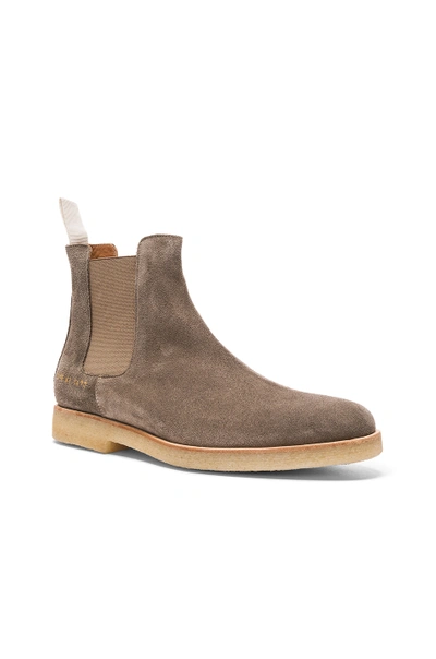 Common Projects Suede Chelsea Boots In Warm Grey