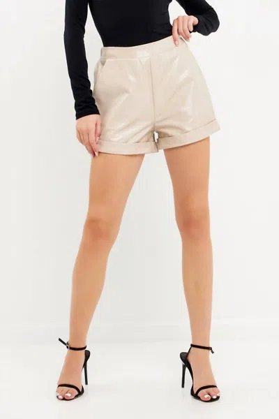 Grey Lab Amia Leather Shorts In Taupe
