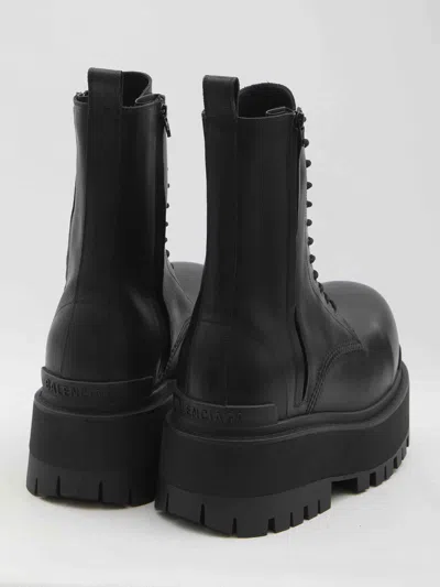 Balenciaga Black Ankle Boots With Logo Plaque On The Front And Side Zips In Leather Man