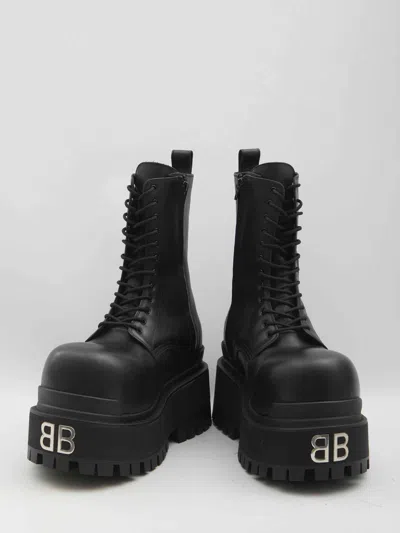 Balenciaga Black Ankle Boots With Logo Plaque On The Front And Side Zips In Leather Man