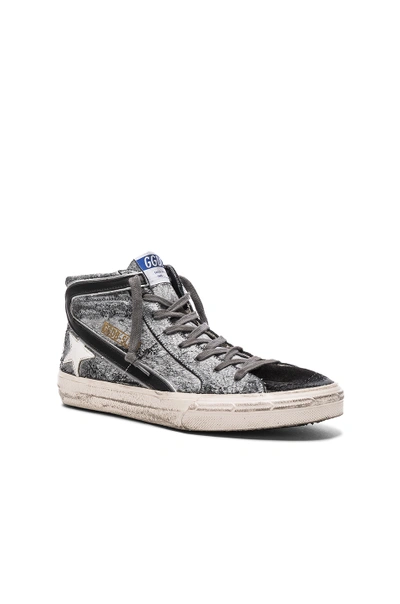 Shop Golden Goose Coated Suede Slide Sneakers In Black Crackle & Orange