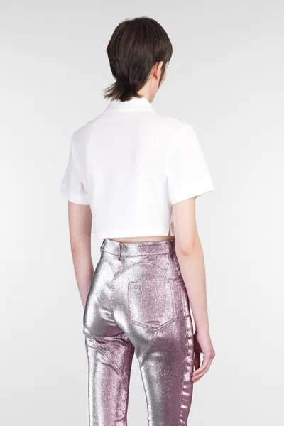 Area Crystal Heart Cutout Cropped Polo White