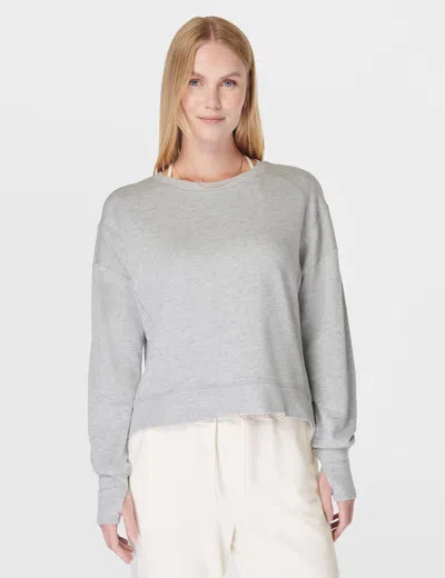 Sweaty Betty After Class Organic Cotton Blend Longline Sweatshirt In Gray