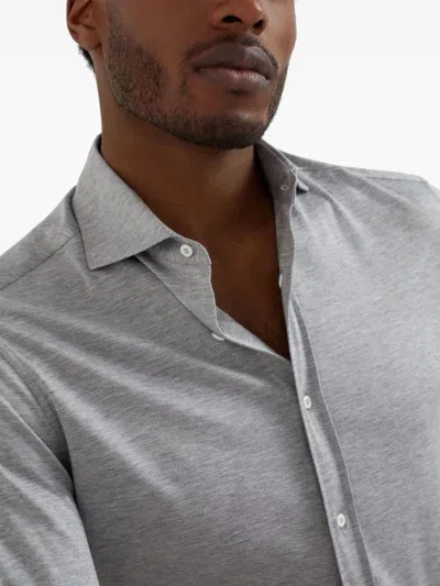 Brunello Cucinelli Cotton-blend Chevron Flannel Shirt