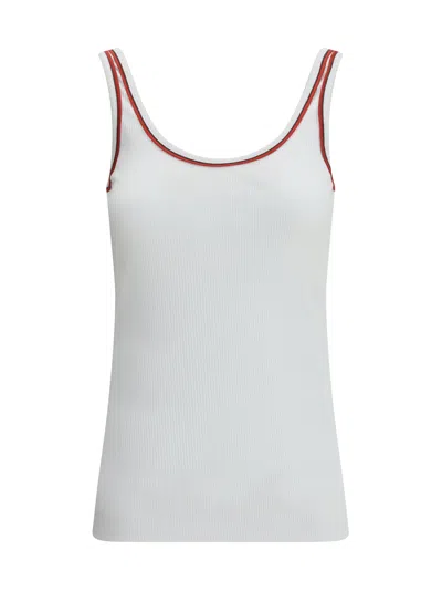 Brunello Cucinelli Women Cotton Top With Shiny Piping In White