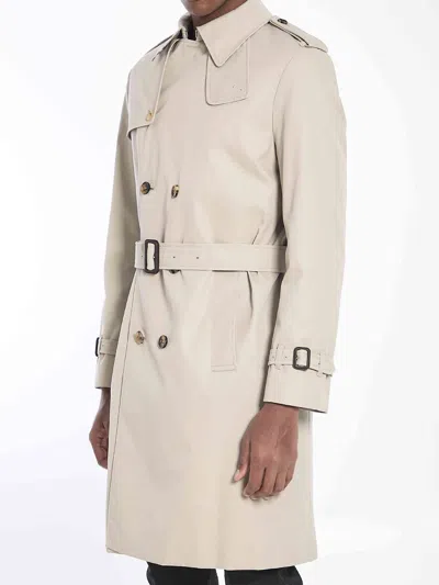Burberry Dove Grey Twill Trench Coat In Neutral