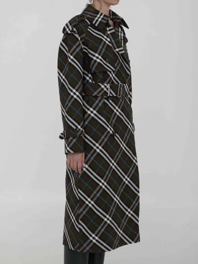 Burberry Women Long Trench Coat In Cotton Blend