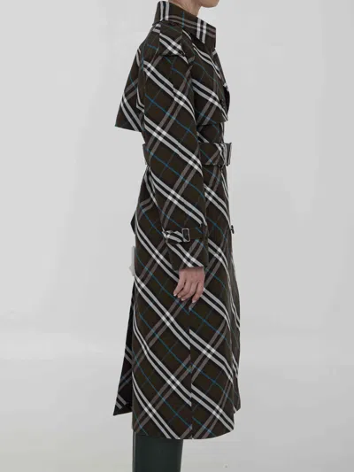Burberry Women Long Trench Coat In Cotton Blend