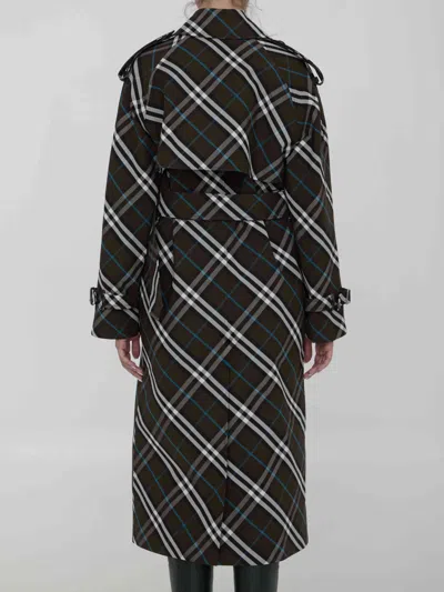 Burberry Women Long Trench Coat In Cotton Blend