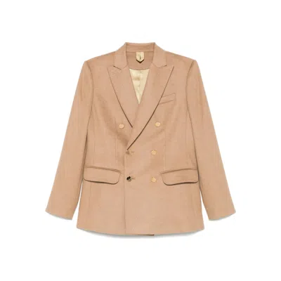 Max Mara Double-breasted Wool Jacket In Pink