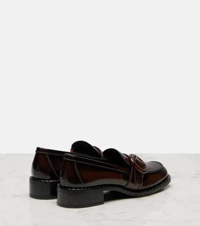 Prada Brushed Leather Moccasins In Burnt Color In Brown