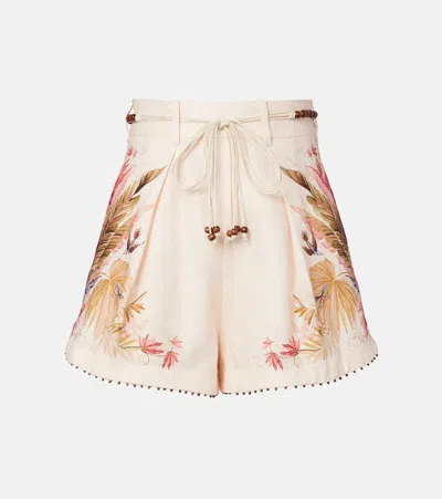 Zimmermann Ascension Tuck Short Cream Palm Floral In Neutral