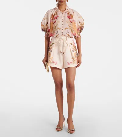 Zimmermann Ascension Tuck Short Cream Palm Floral In Neutral