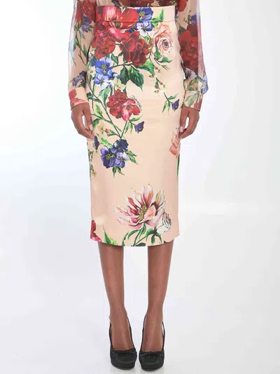 Dolce & Gabbana Longuette Skirt With Floral Print