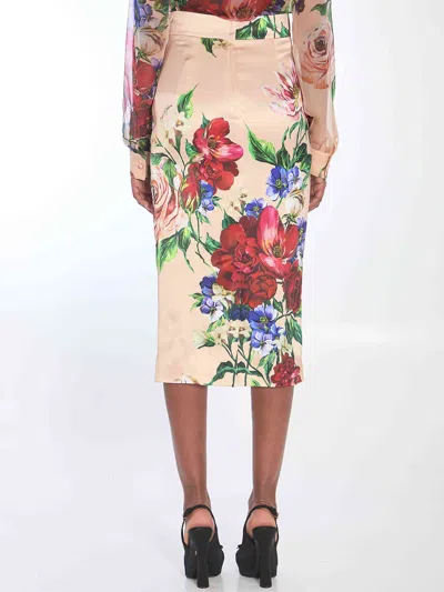 Dolce & Gabbana Longuette Skirt With Floral Print