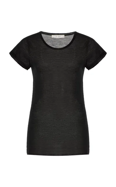 The Row Sheer Short-sleeve Top In Black