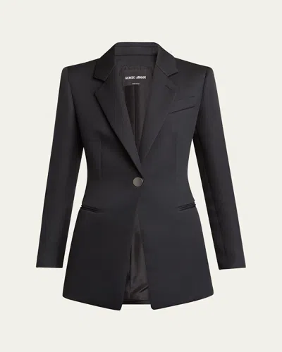 Giorgio Armani Technical Scuba Single-breasted Jacket In Black