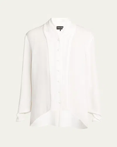 Giorgio Armani Shawl-collar Silk Georgette Blouse