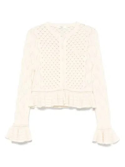 Chloé Latte-colored Crochet Cardigan In Cotton Blend In Neutral