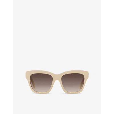 Celine Womens Cream Cl40253i Triomphe Square-frame Acetate Sunglasses In Brown