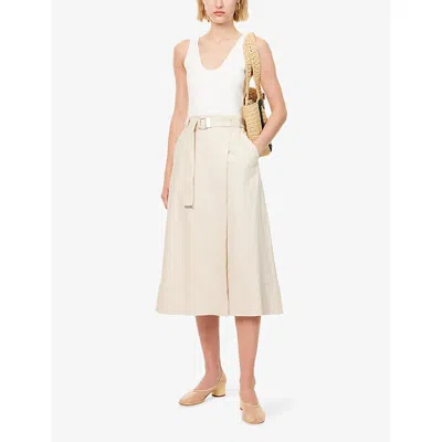 Simkhai Womens White Multi Camden Wrap-front Stretch-linen Blend Midi Dress In Neutral