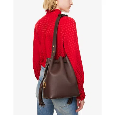 Valentino Borsa A Secchiello Vlogo Signature In Pelle Cioccolato  Donna In Brown