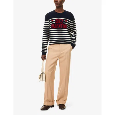 Valentino "chez Valentine" Wool Sweater In Blue