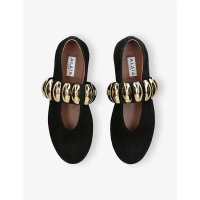 Alaïa Embellished Suede Ballet Flats