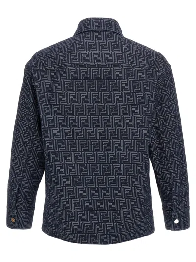 Fendi Giubbino In Denim Ricamato Uomo In Blue