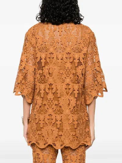 Zimmermann Coco Lace Tunic Top In Biscuit In Brown