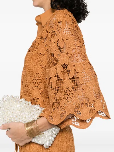 Zimmermann Coco Lace Tunic Top In Biscuit In Brown